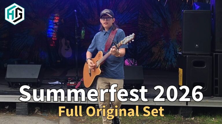 Summerfest 2026 video artwork showing Holden Garcia performing on stage with an acoustic guitar.