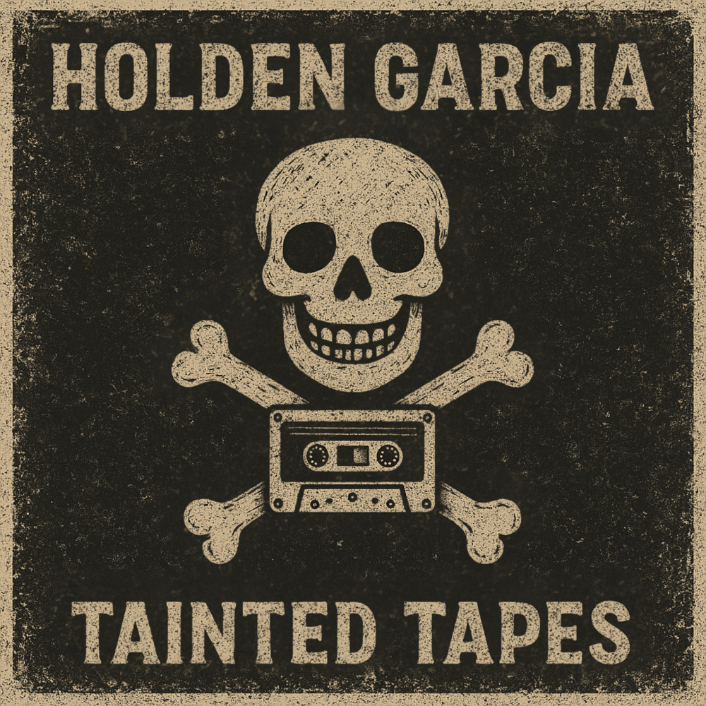 Tainted Tapes by Holden Garcia, distressed skull and crossbones album artwork.